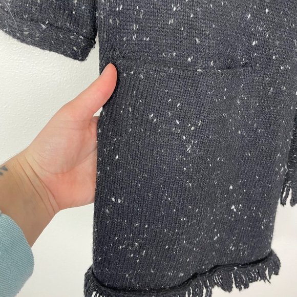 Soft + Joie Woman's Sz S Black Farid Fringe Tweed Open Sweater Cardigan - Picture 3 of 8